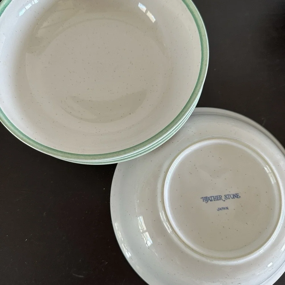 4 International Sliver Heather Stone Laurel Floral Cereal Dinner Bowls Japan 8